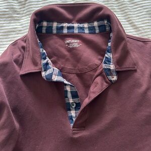 UNTUCKit Maroon Shirt with Plaid Accents